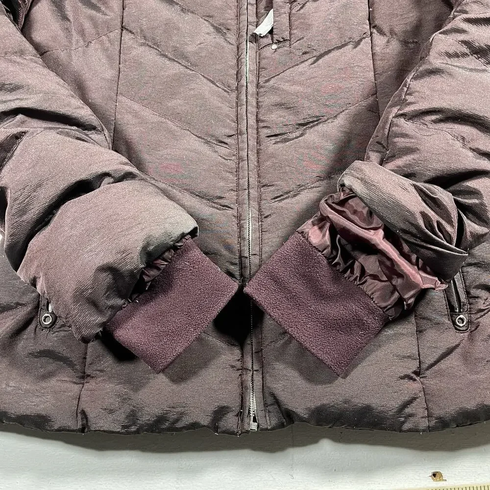 Eddie Bauer Maroon Goose Down Puffer Jacket 550 Fill Power Small